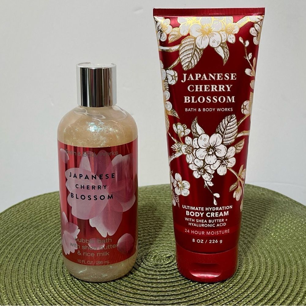 BBW Japanese Cherry Blossom Body Cream & Bubble Bath NWT
